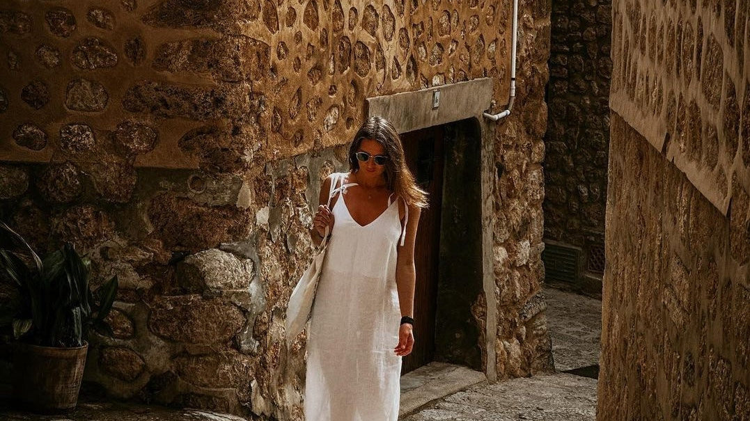 lněné dlouhé šaty ELKA LOUNGE