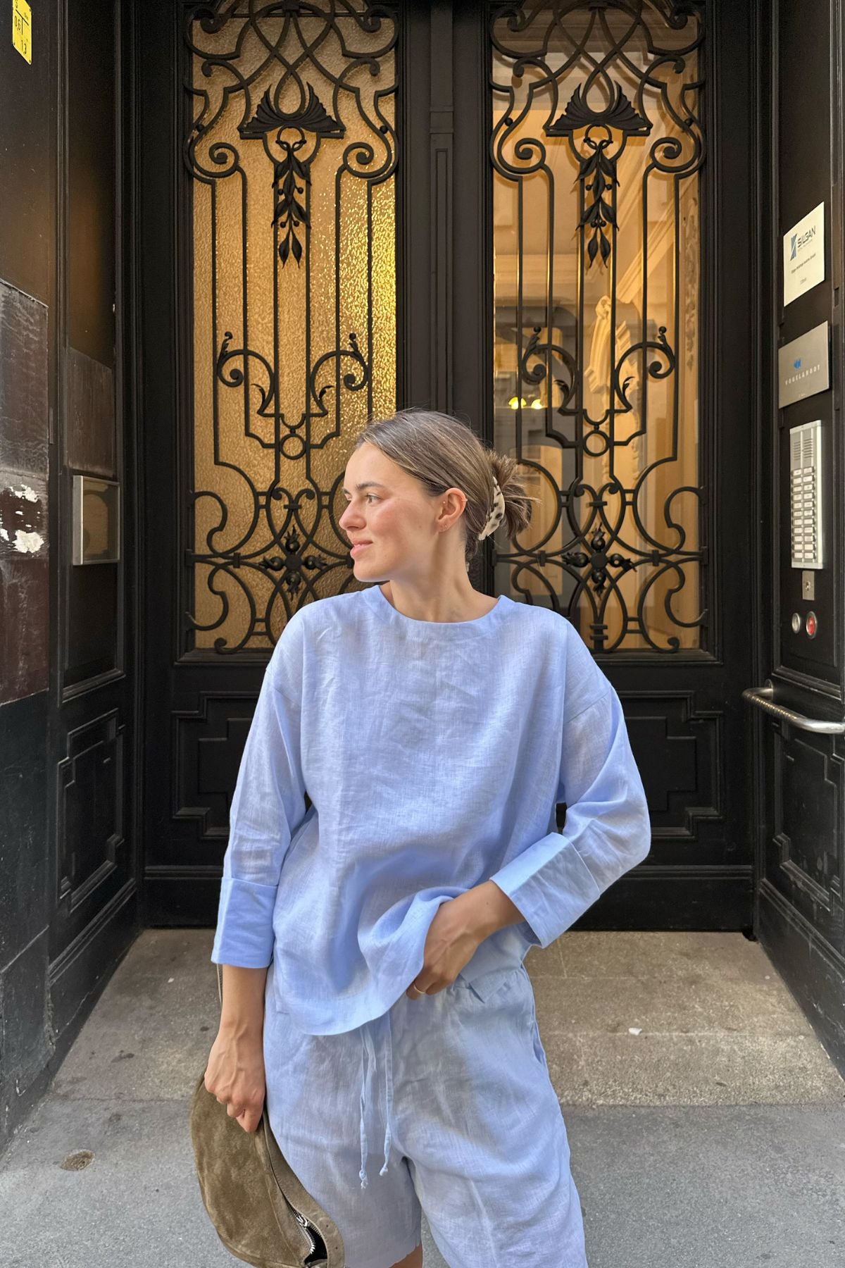 Outfit by Maria Hason | All Light blue - Shorts & Open back