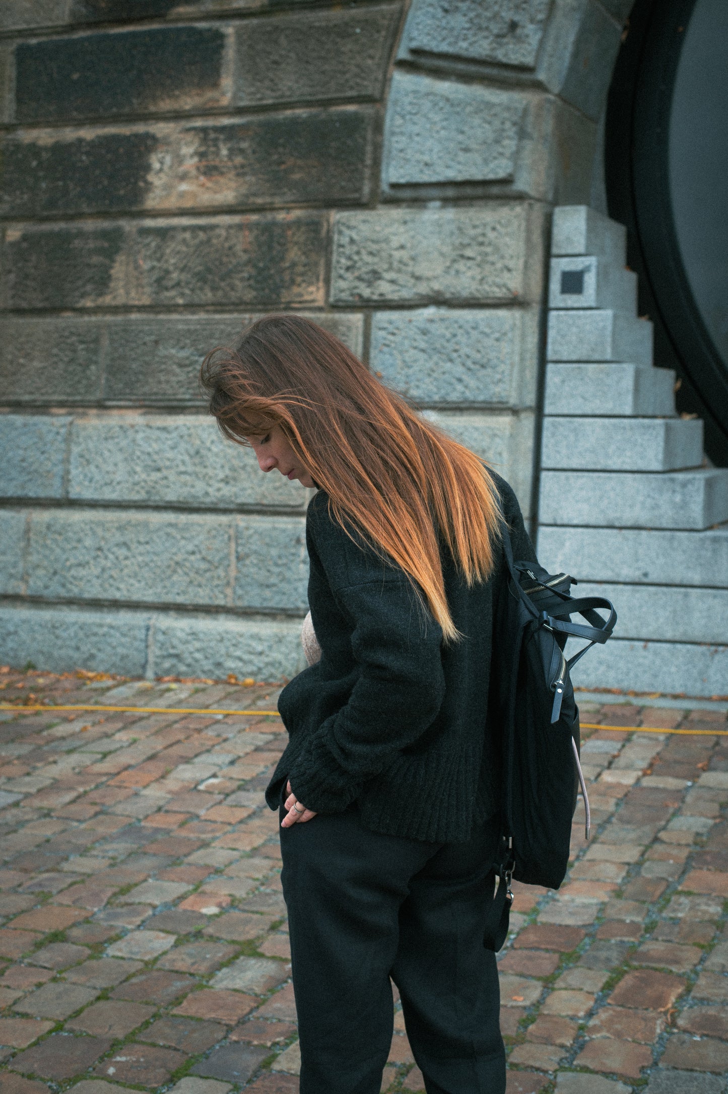 Dámský vlněný svetr high neck Loose fit - Dark gray