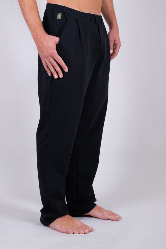 Pánské teplákové kalhoty z biobavlny Straight-leg - Black