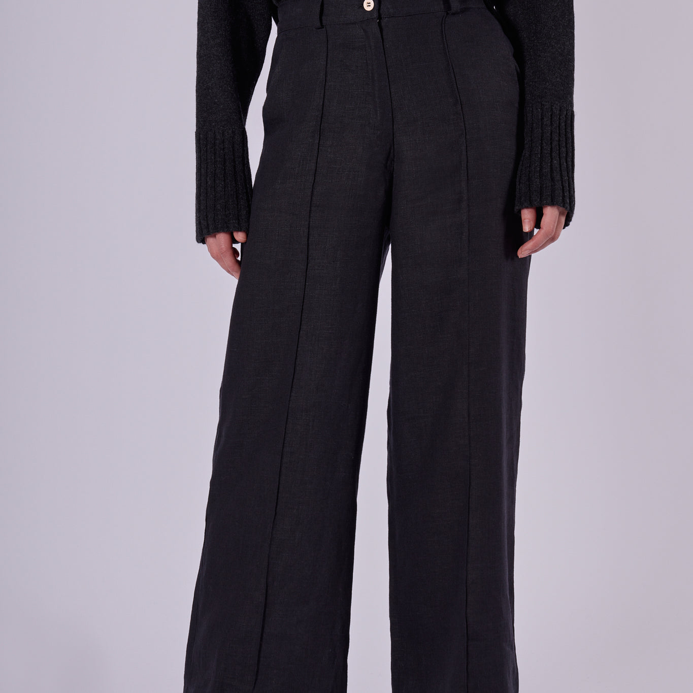 Women's wide-leg linen trousers - regular fit