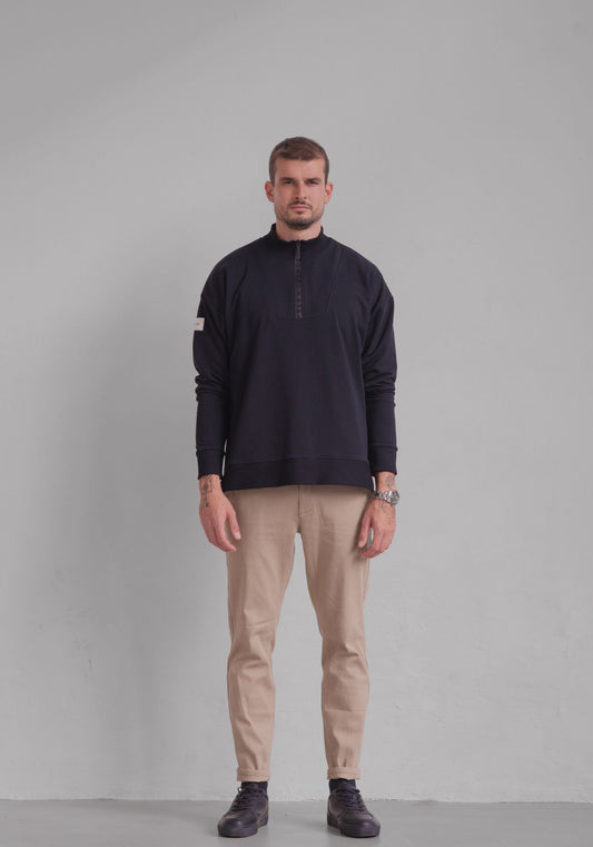 Pánska Mikina zip-up z biobavlny - Loose fit