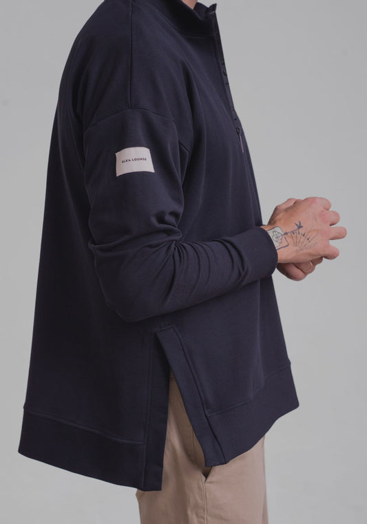 Pánska Mikina zip-up z biobavlny s rozparky - Loose fit