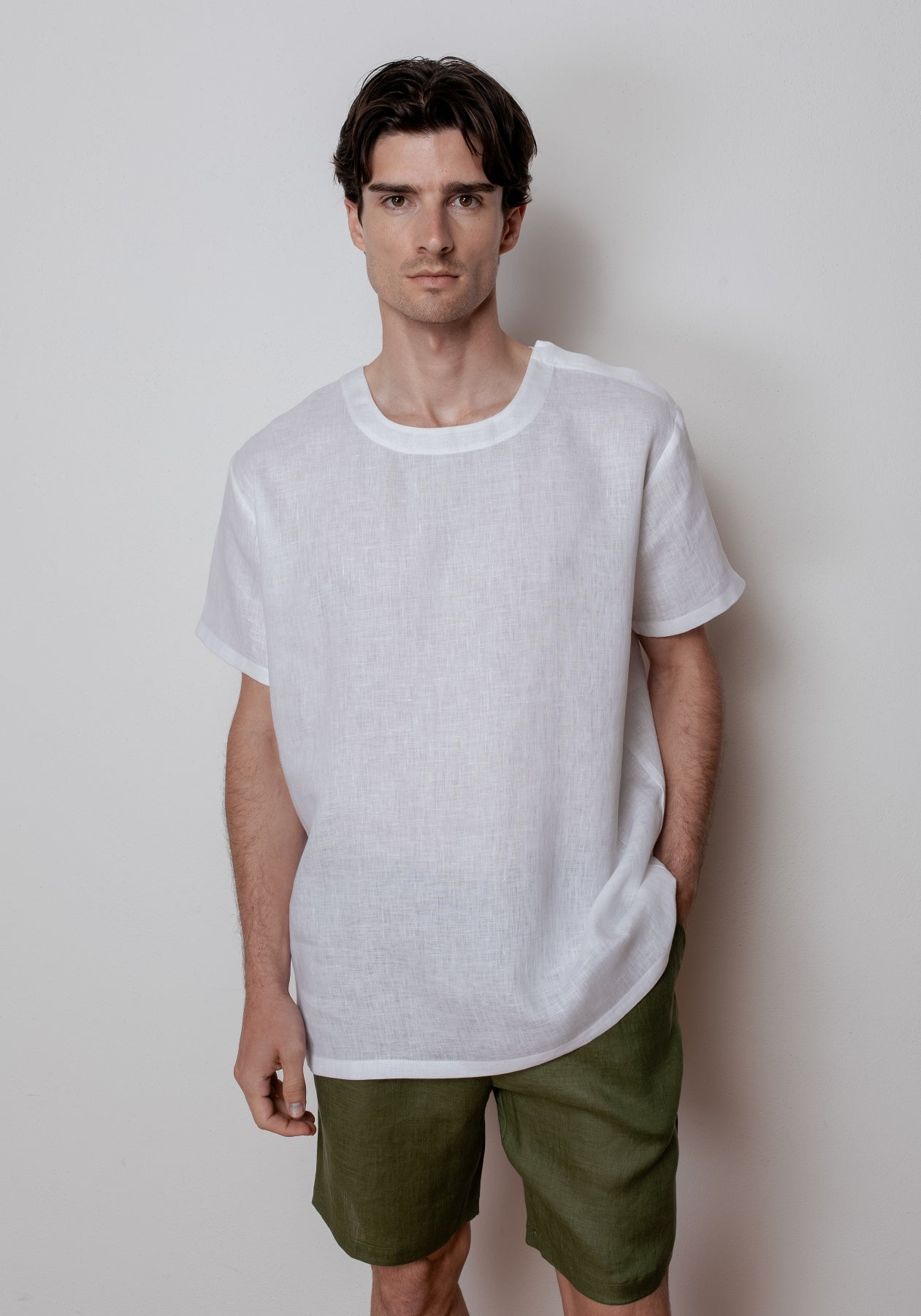 Męskie lniane spodenki - loose fit