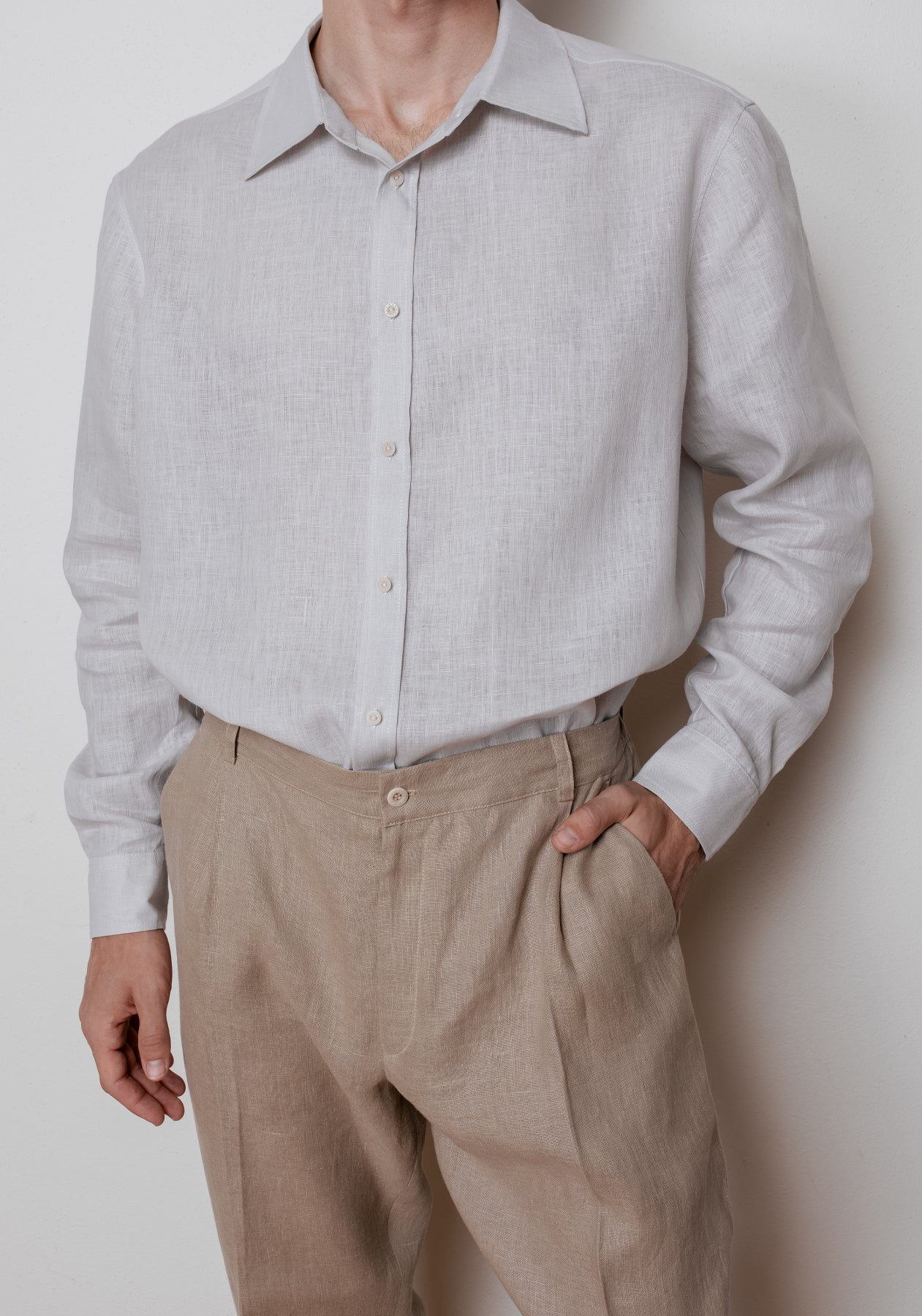 Pánske ľanové nohavice Loose-fit - Beige Natural