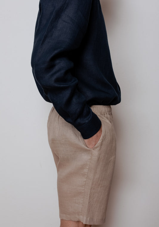 Pánske ľanové šortky Beige natural