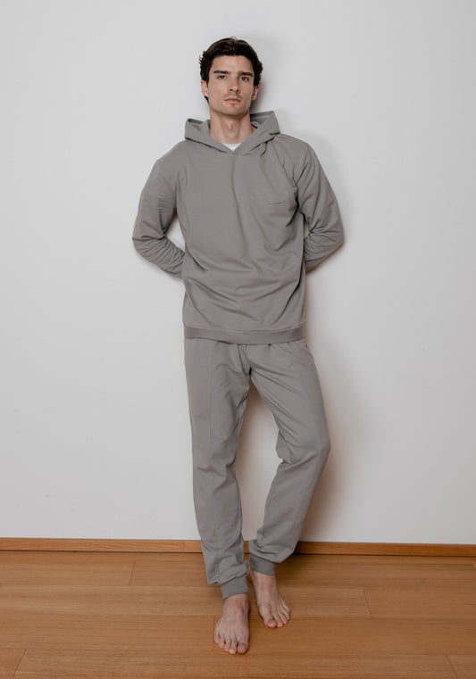 Pánské teplákové kalhoty z biobavlny Gray brushed - loose fit