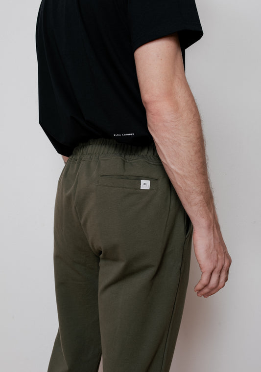 Pánské teplákové kalhoty z biobavlny Moss green brushed - loose fit