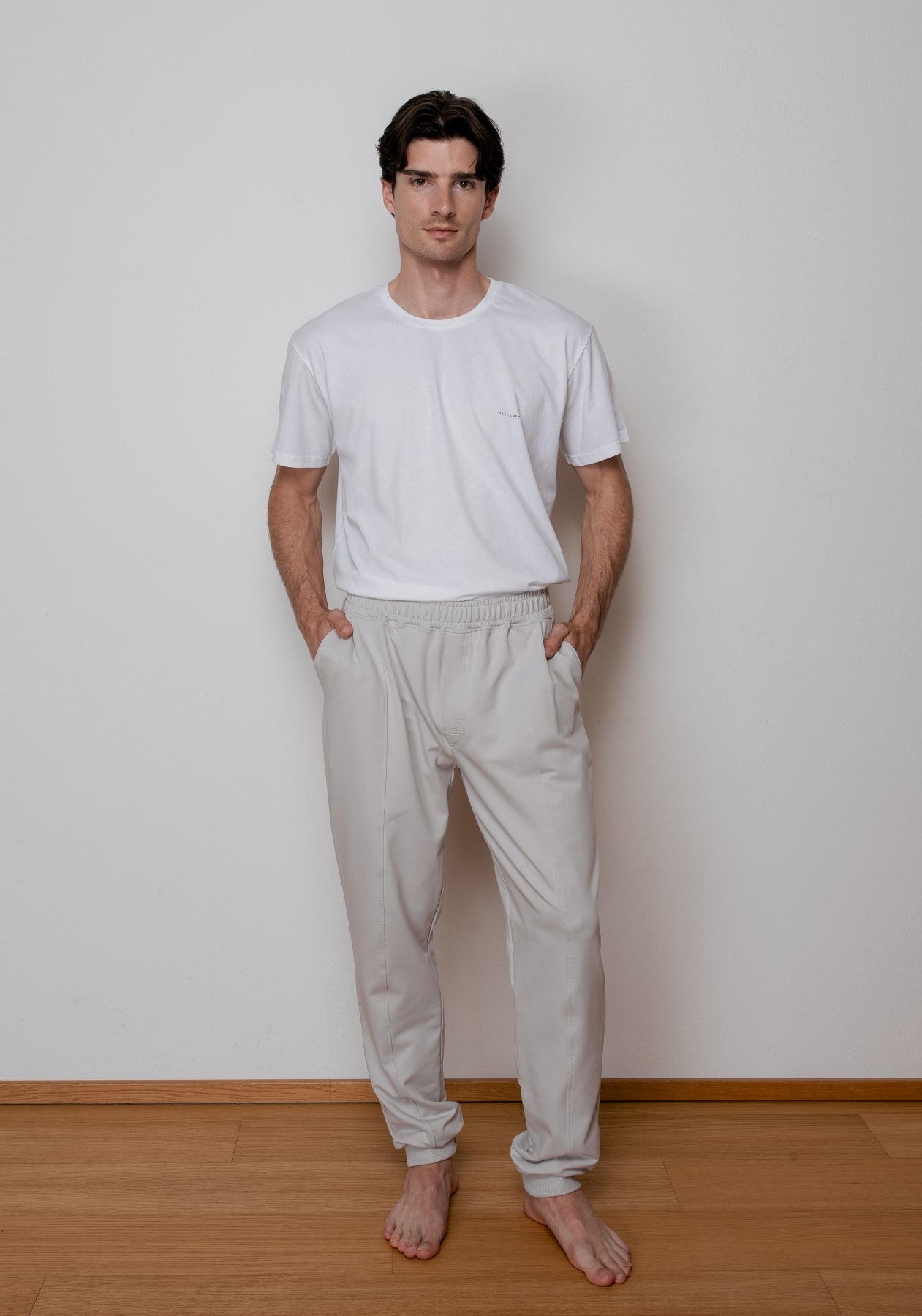 Men sweatpants organic cotton Pearl gray - loose fit