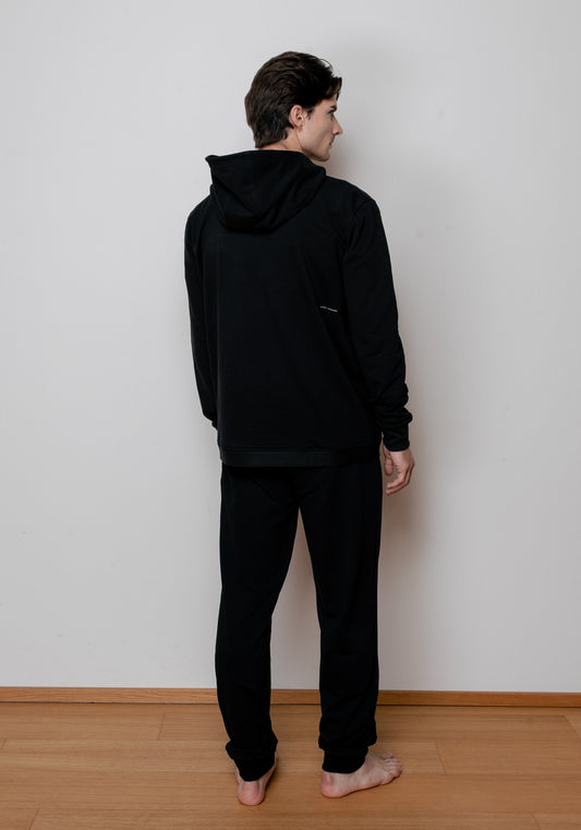 Pánská mikina s kapucí z biobavlny Black brushed - regular update