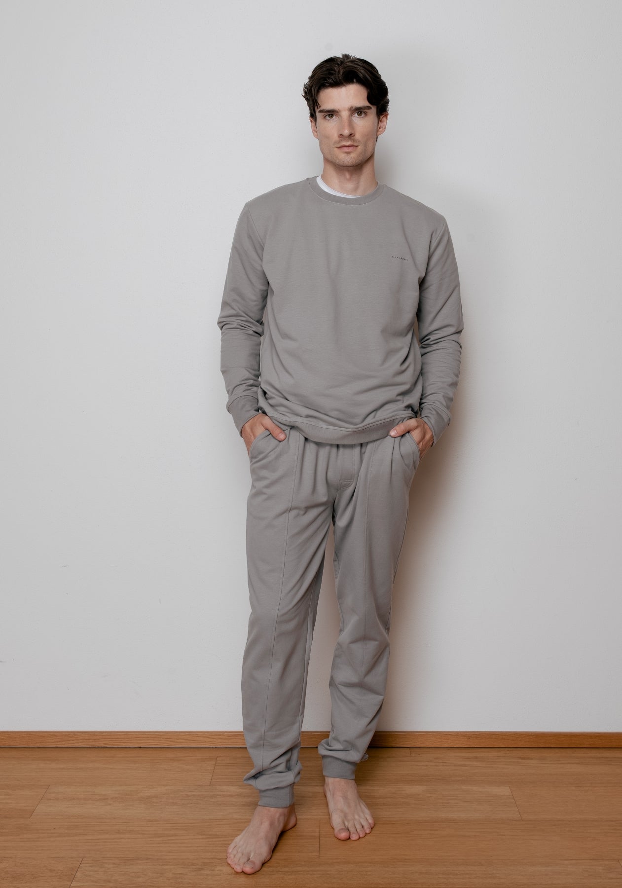 Pánska mikina bez kapucne z biobavlny Gray brushed - regular update