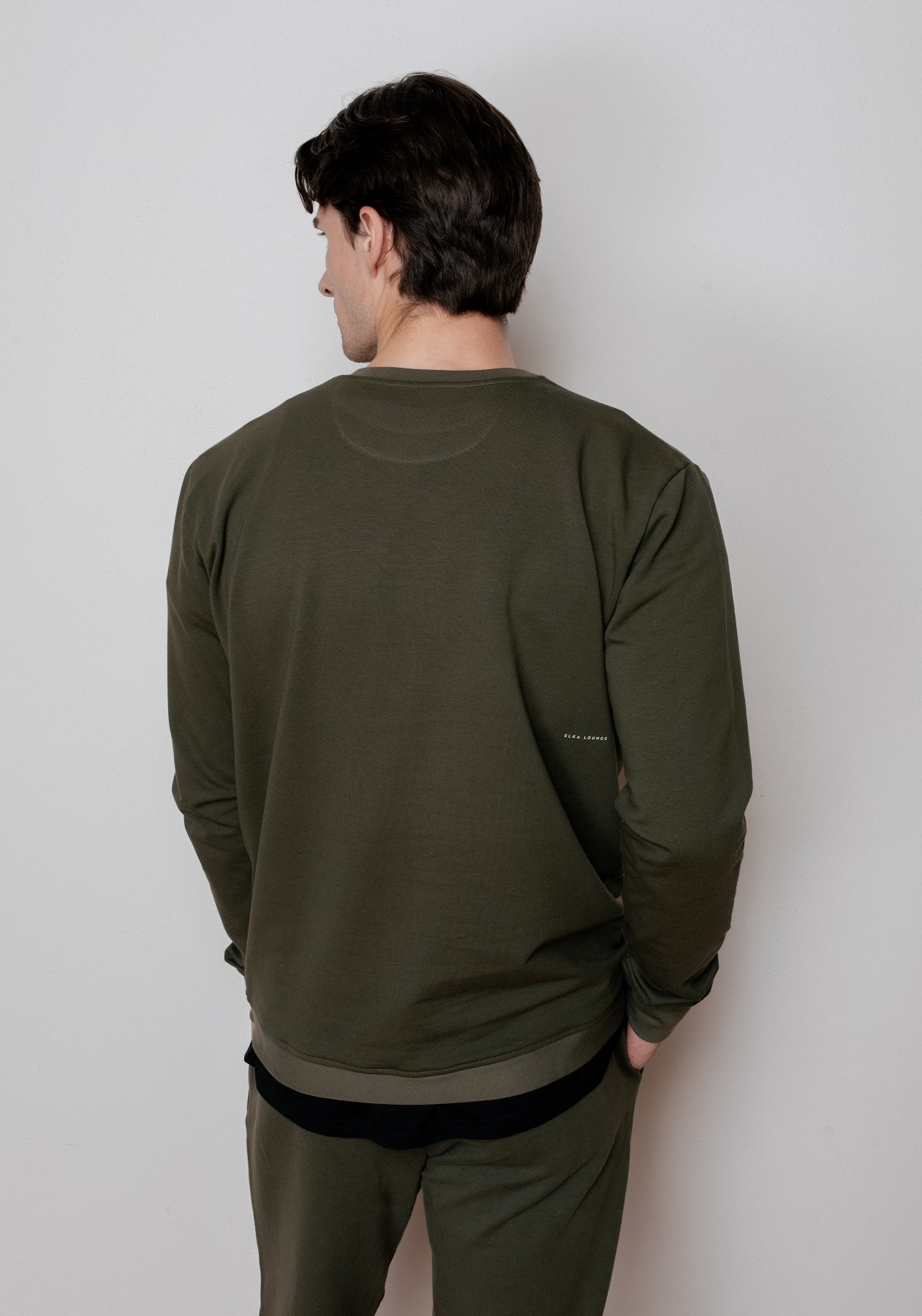 Pánska mikina bez kapucne z biobavlny Moss green brushed - regular update