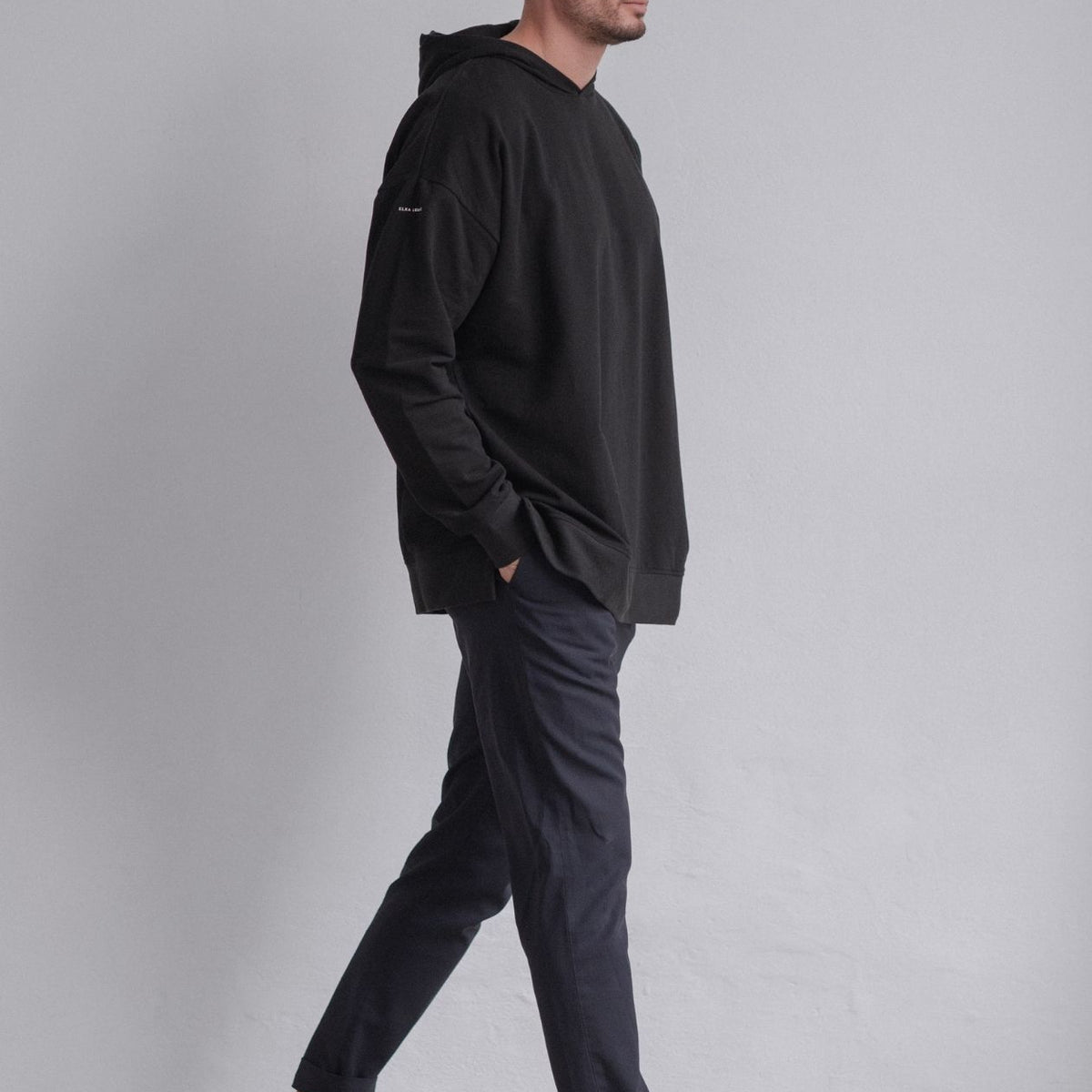 Pánská mikina s kapucí z biobavlny brushed - Oversized