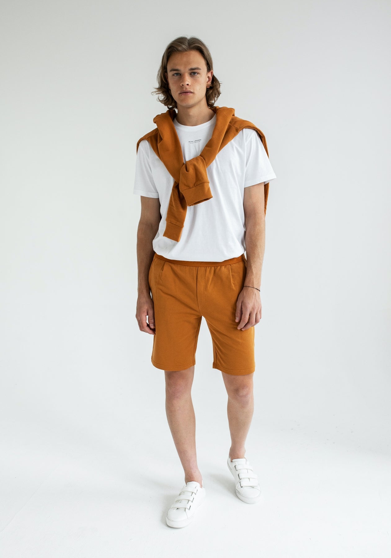 Men sweatpants shorts organic cotton brushed - regular fit