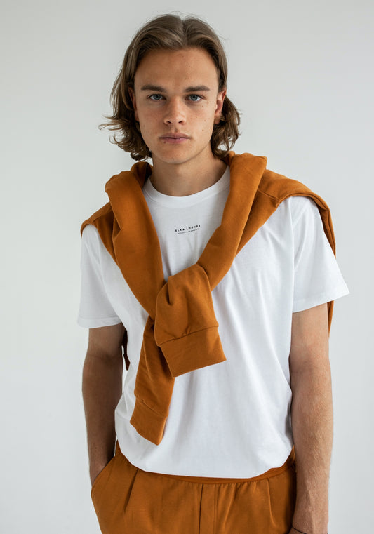 Men spodenki dresowe bawełna organiczna Burnt ochre brushed