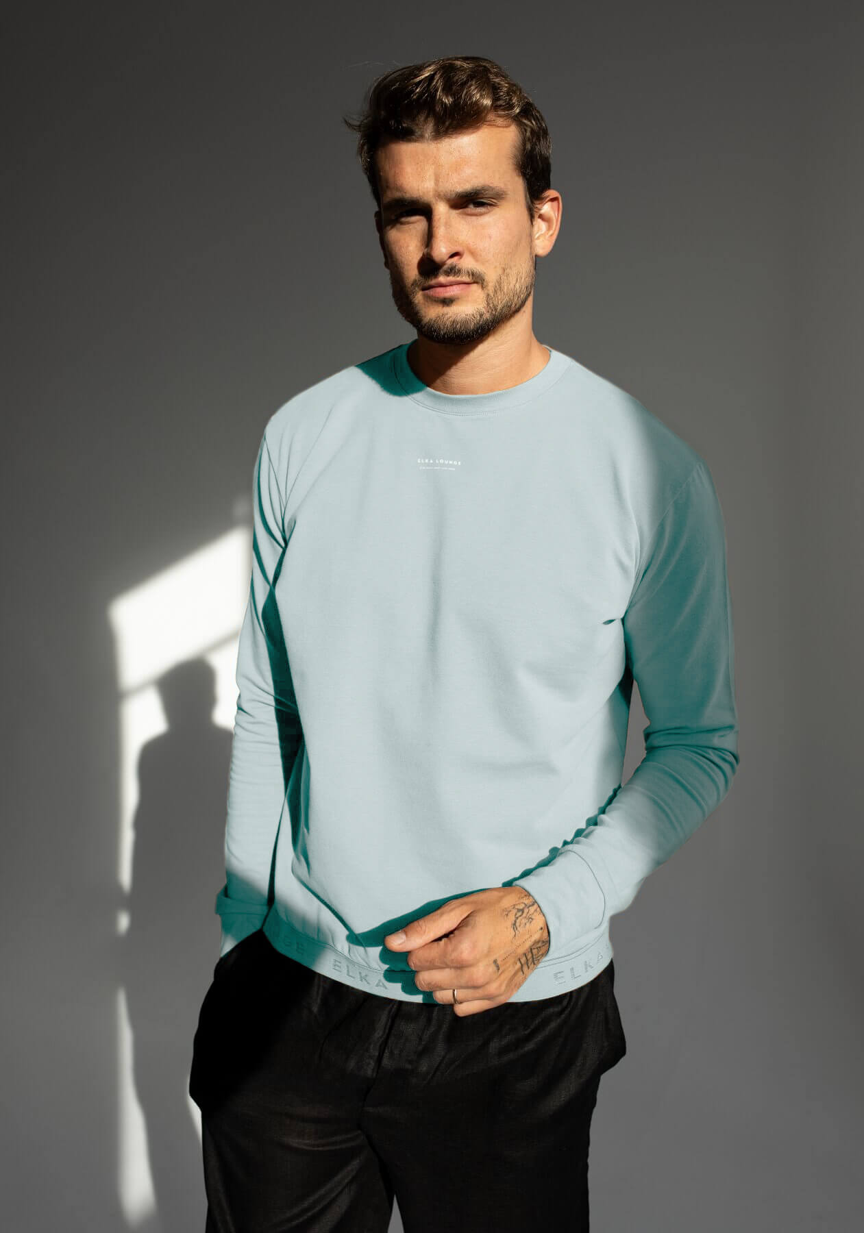 Pánská Mikina bez kapuce z biobavlny Mint brushed - regular