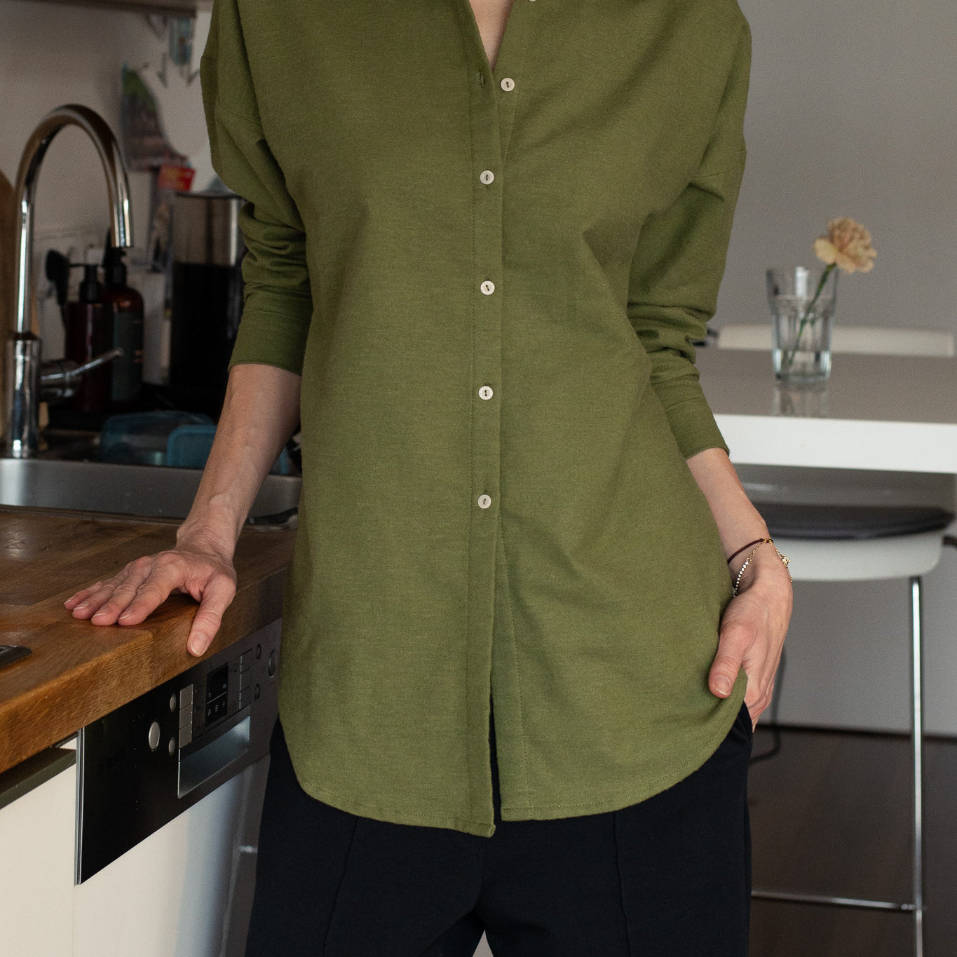 Women’s Flannel Shirt with Collar Loose Fit