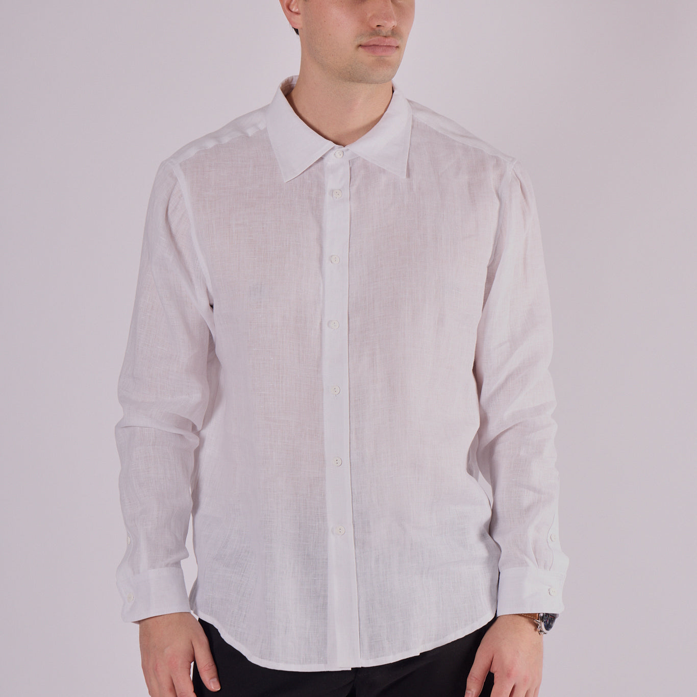 Men's linen shirt with collar - regular fit