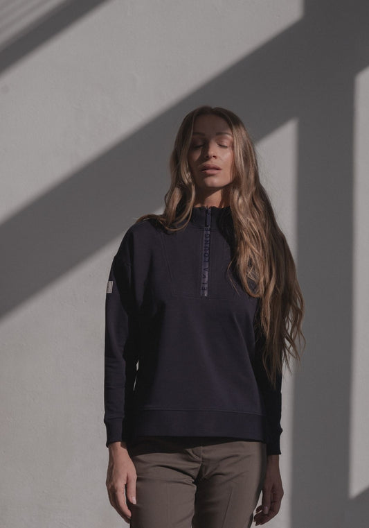 Dámska mikina Zip-up z biobavlny s rozparky - loose fit