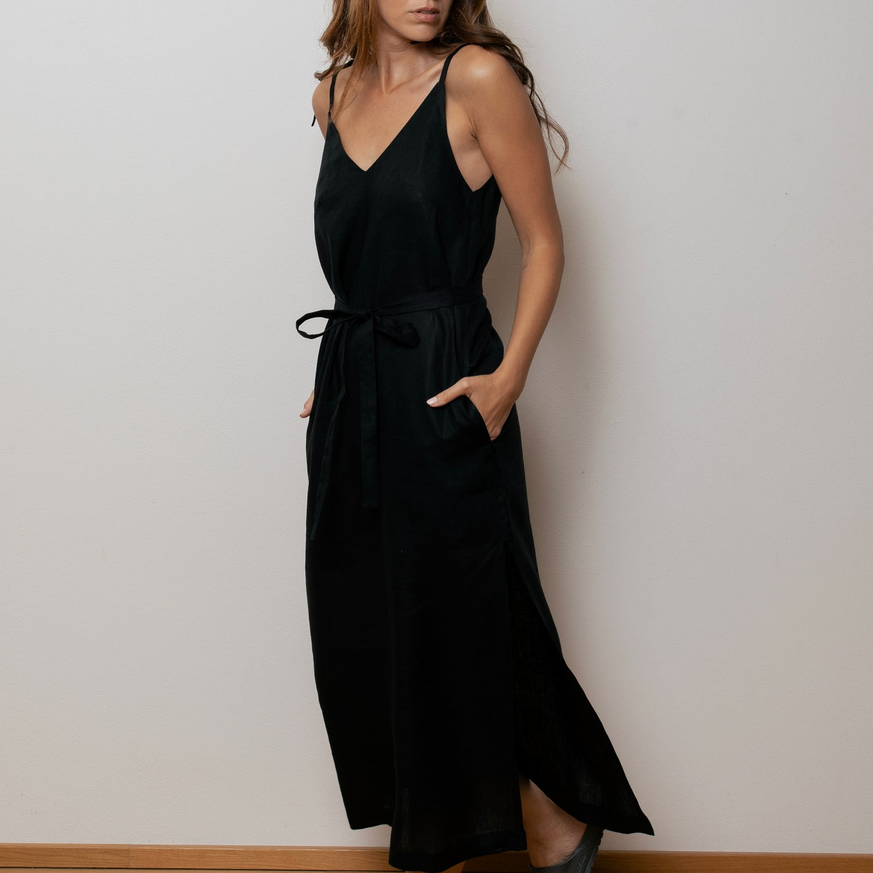 Dámské lněné šaty long - loose fit