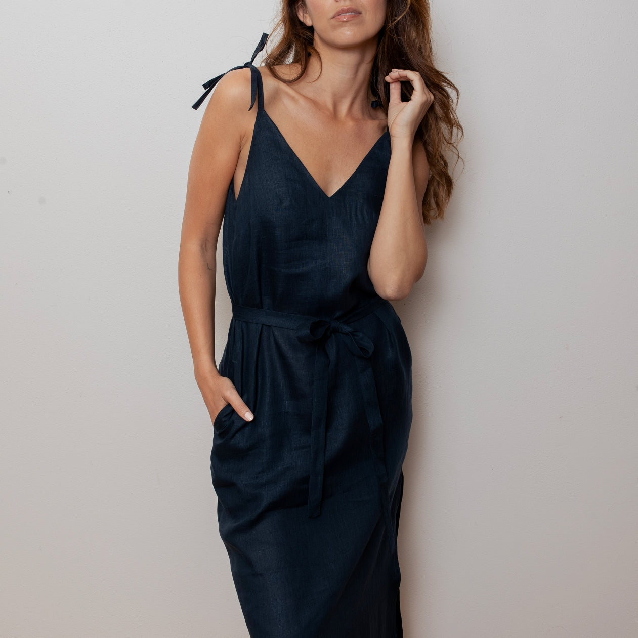 Dámské lněné šaty long - loose fit