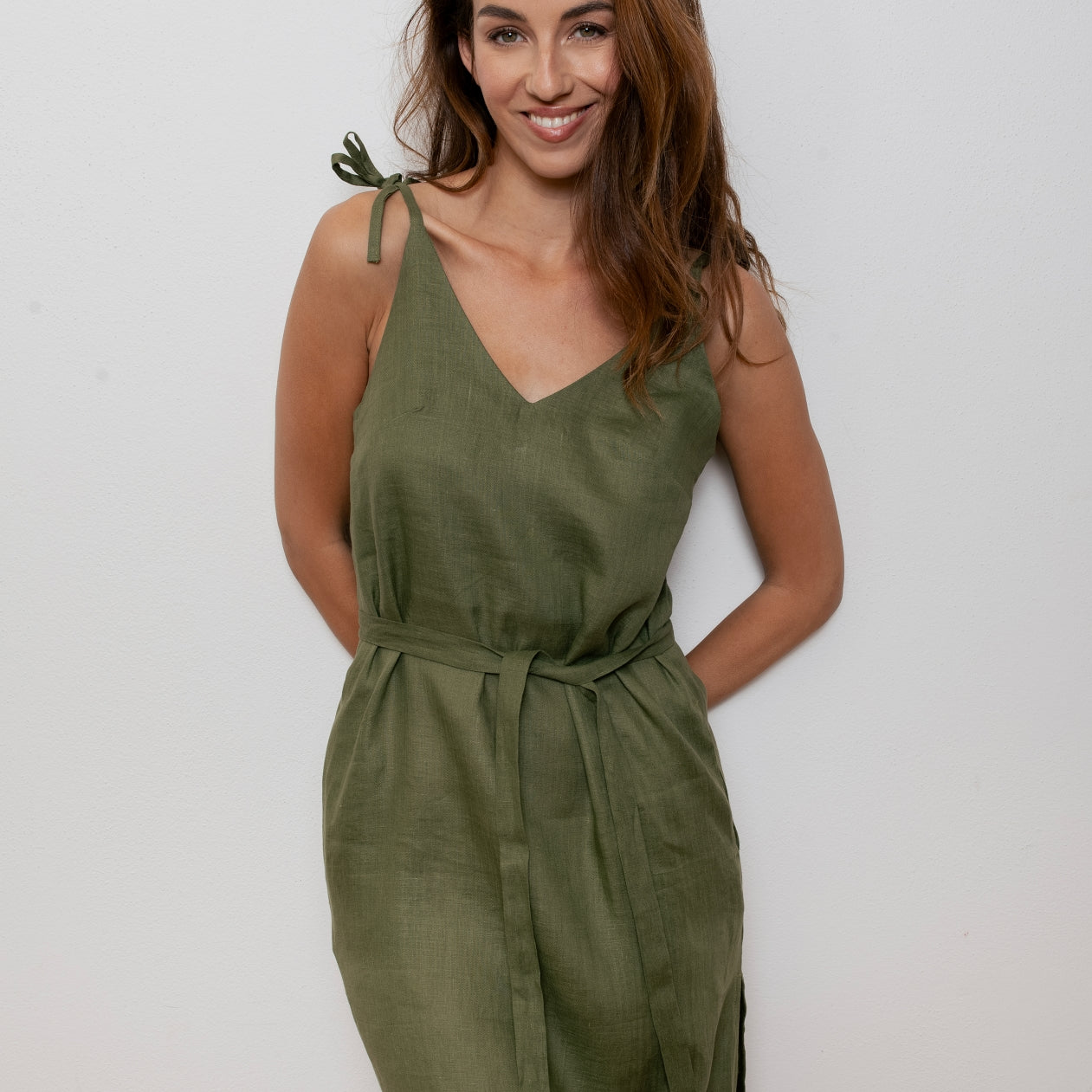 Dámské lněné šaty long - loose fit