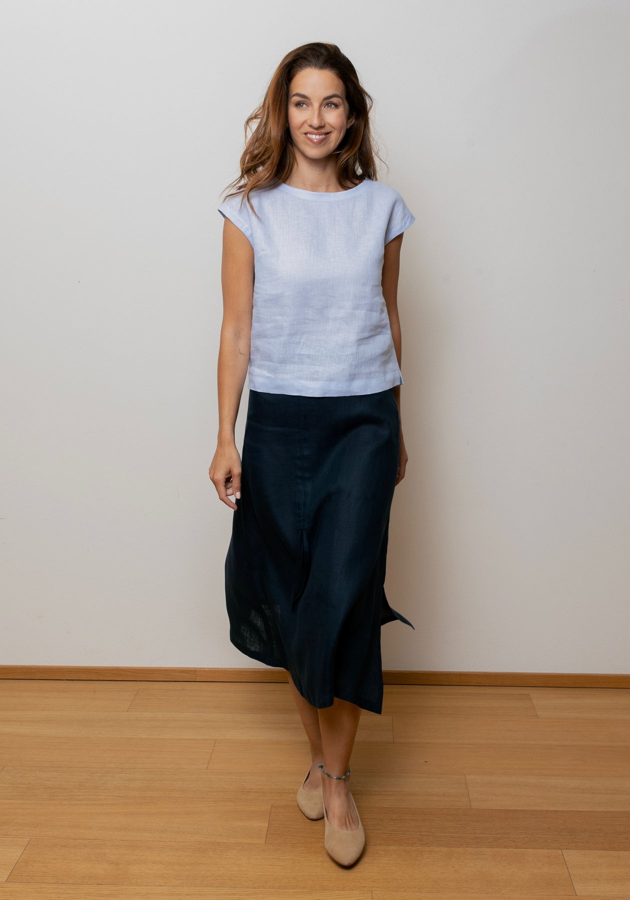 Spódnica lniana damska - Deep blue