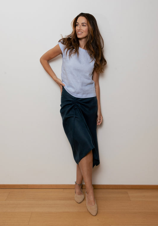 Women's linen skirt - Deep blue