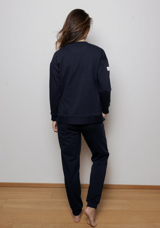 Dámske teplákové nohavice z biobavlny Deep blue - loose fit