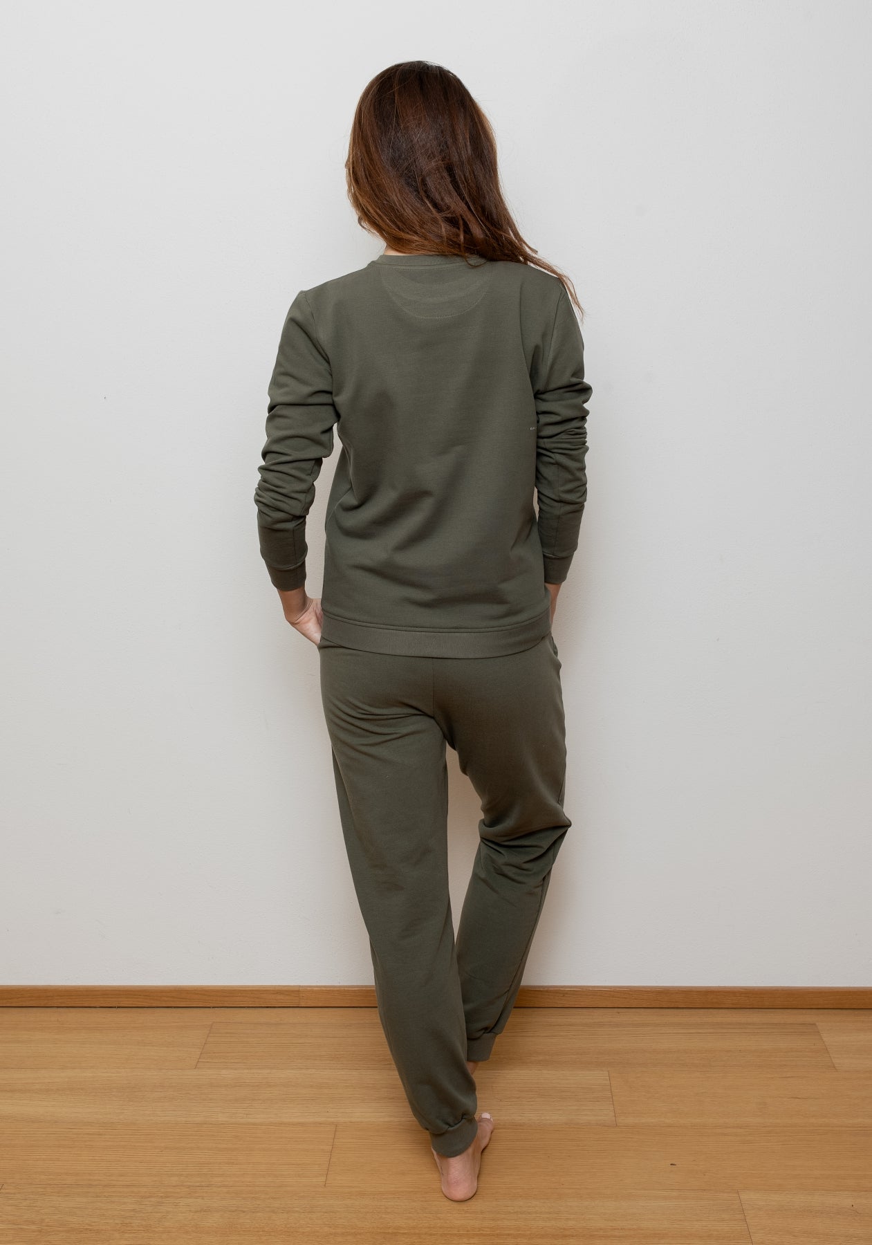 Dámska mikina bez kapucne z biobavlny Moss green brushed - regular update