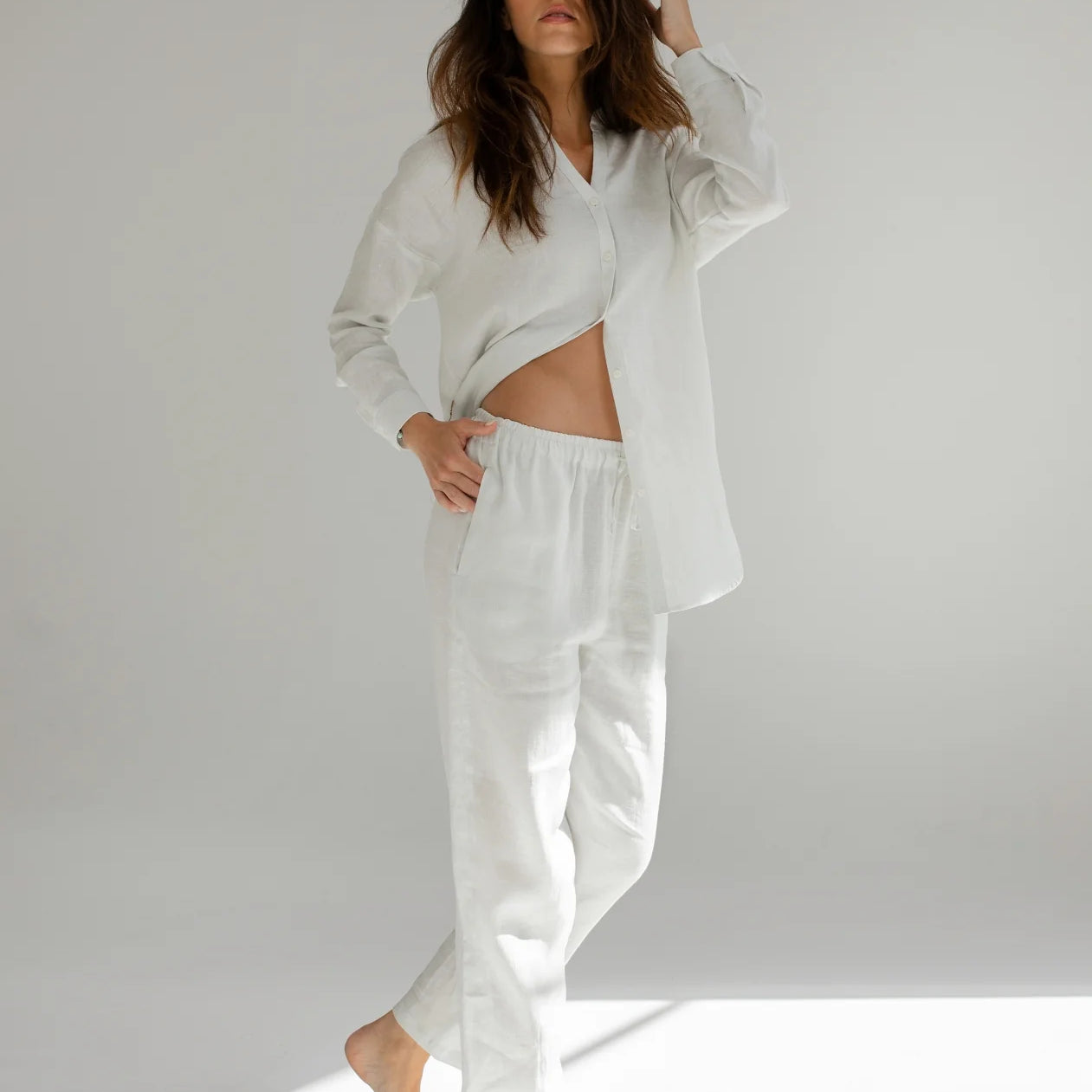 Women linen pants - regular fit
