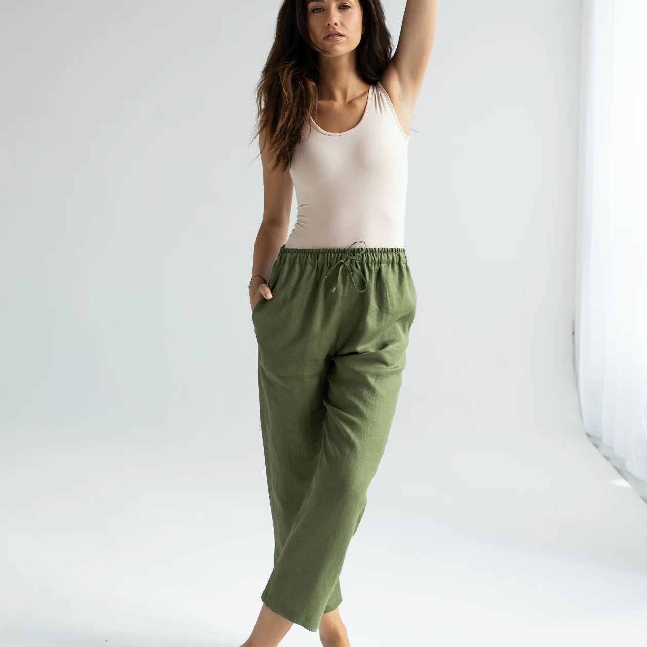 Women linen pants - regular fit