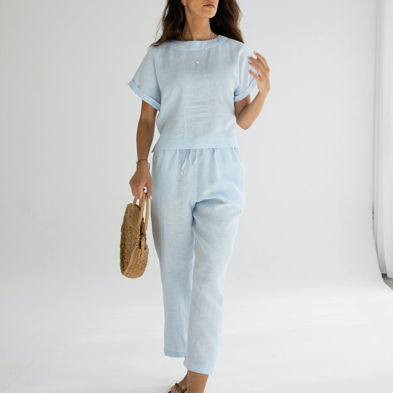 Women linen pants - regular fit