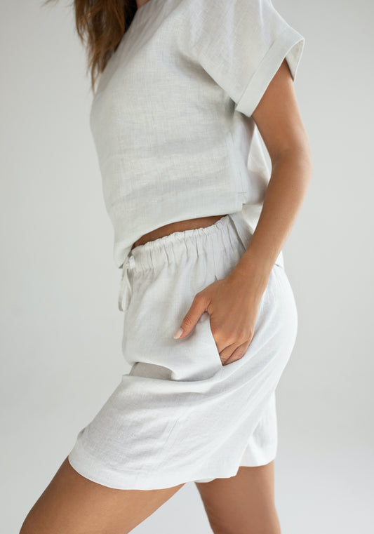 Dámske ľanové šortky Pearl gray
