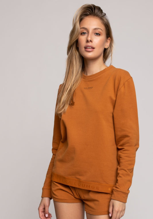 Dámská Mikina bez kapuce z biobavlny Burnt ochre brushed - regular