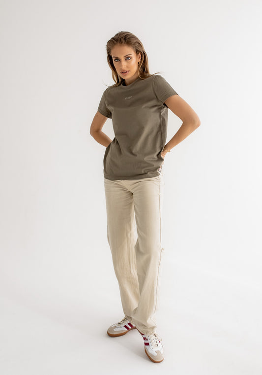 Women t-shirt organic cotton Burnt olive - ethically made Minimalist - regular