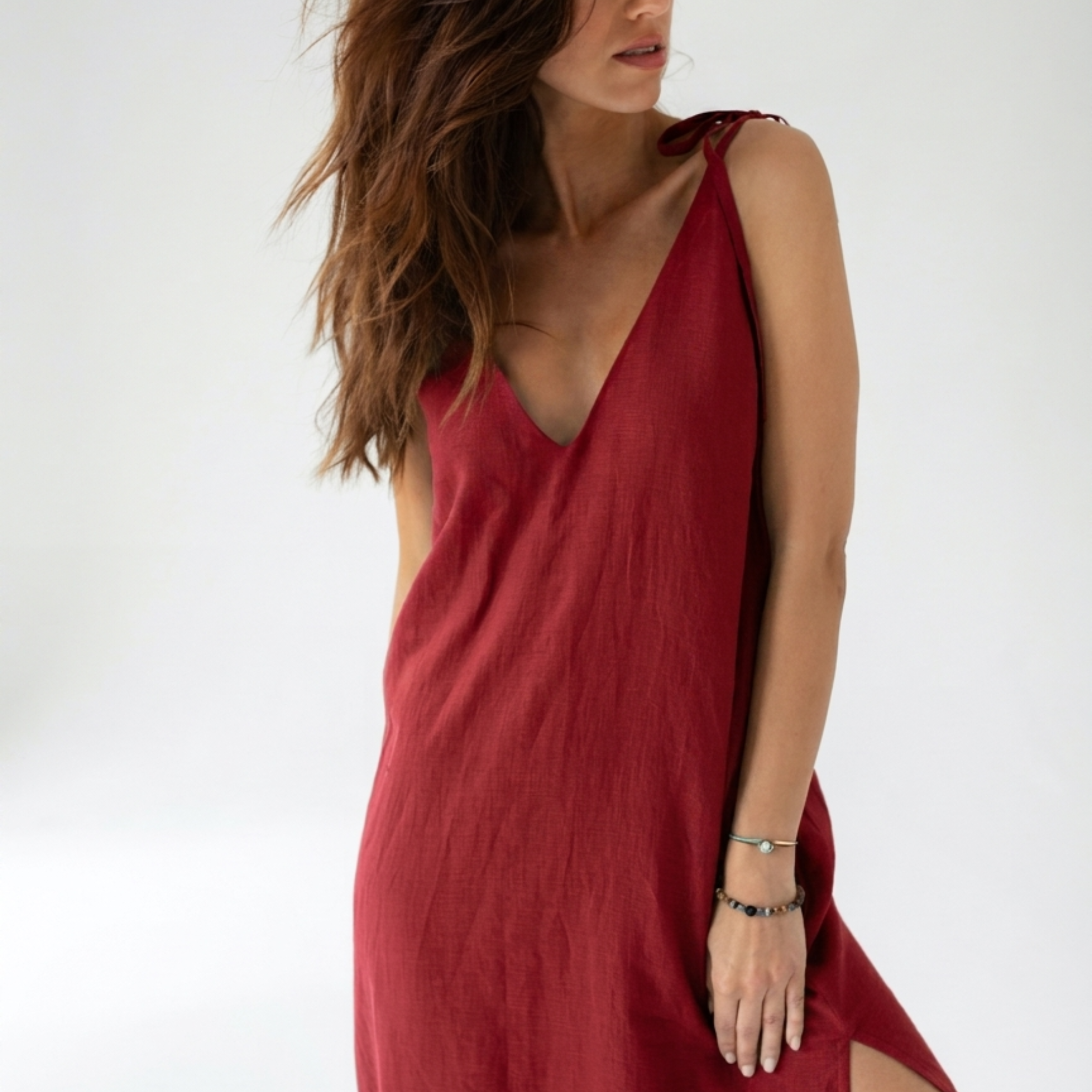 Dámské lněné šaty long - loose fit