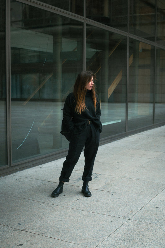 Women’s Straight-leg Linen Pants - Black