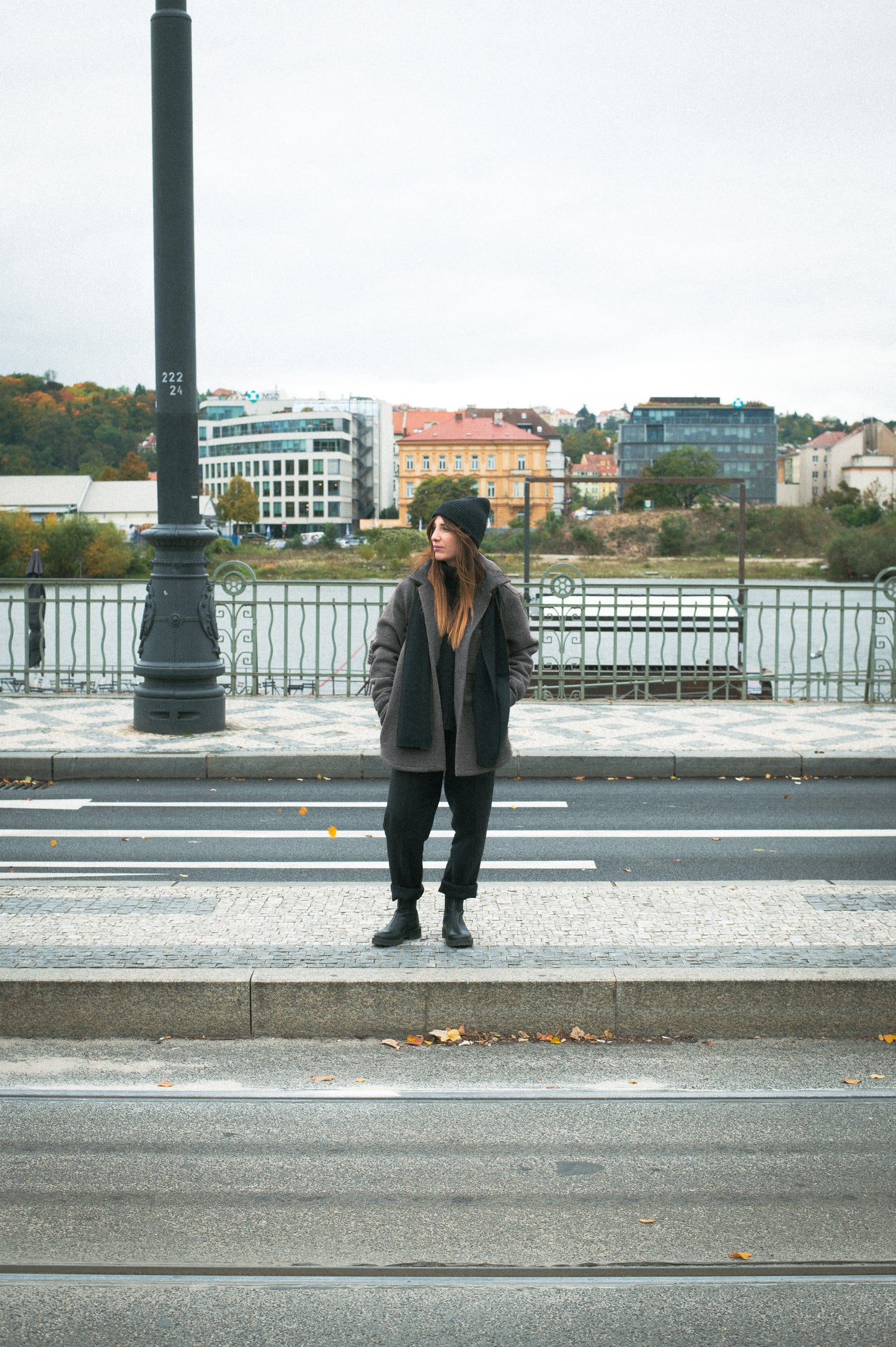 Dámský vlněný kabát Dark gray - Loose fit
