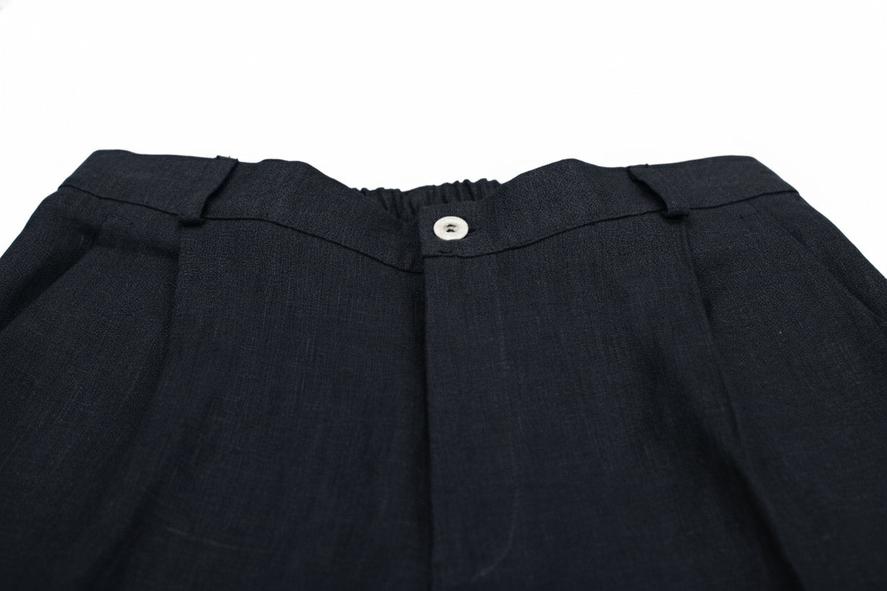 Dámske ľanové nohavice Straight-leg - Black