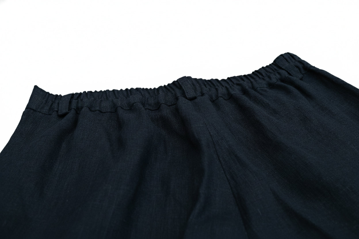 Dámske ľanové nohavice Straight-leg - Black