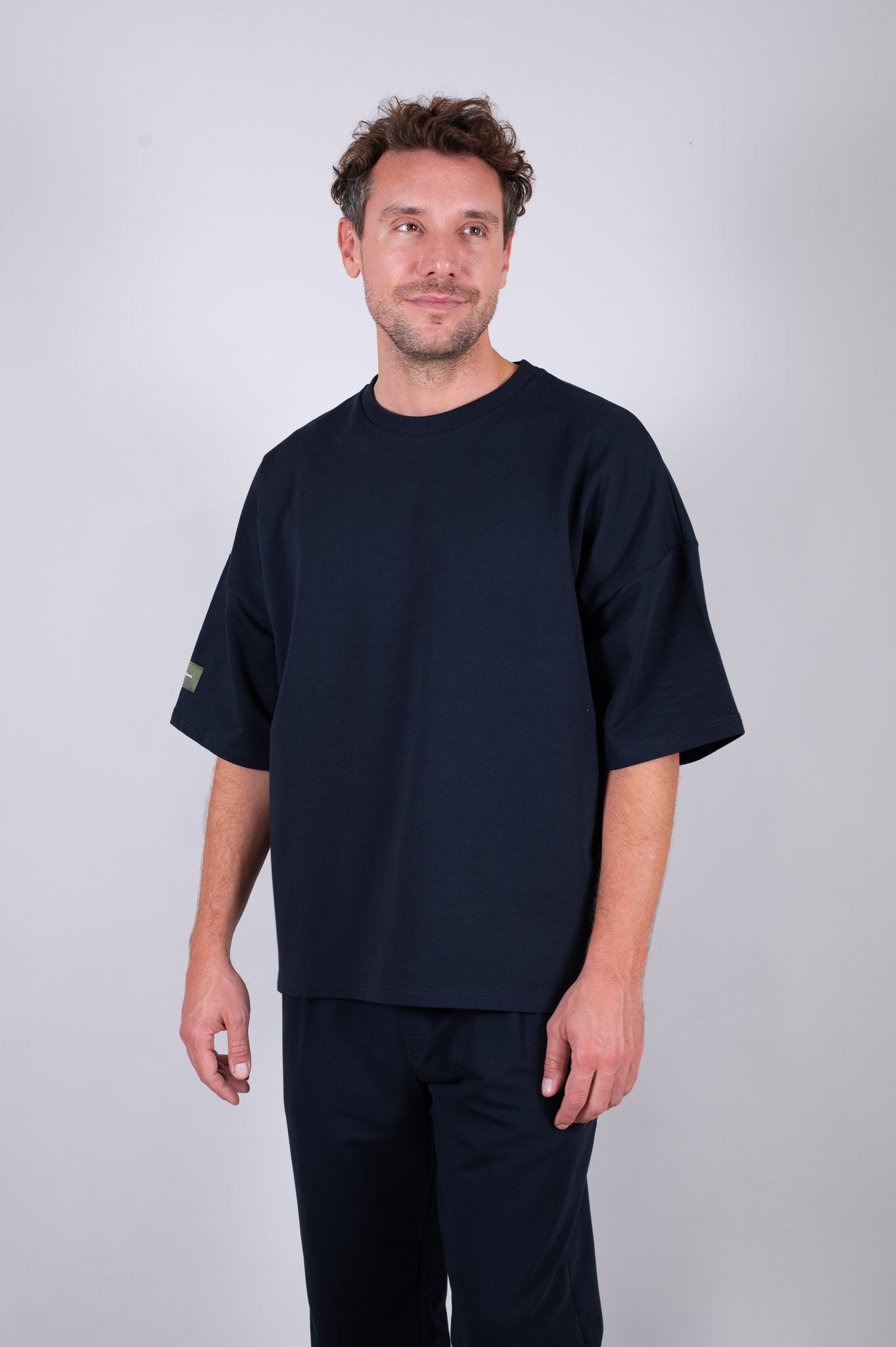 Pánské mikinové tričko z biobavlny Deep blue - loose fit