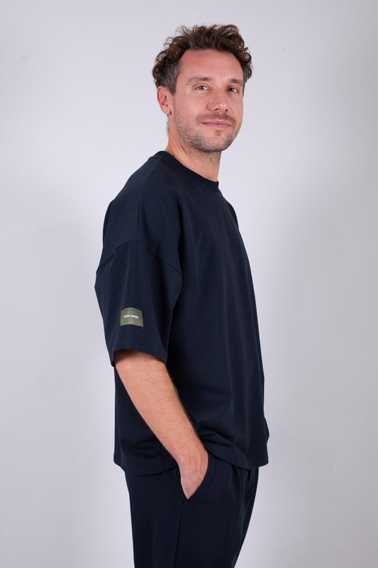 Pánské mikinové tričko z biobavlny Deep blue - loose fit