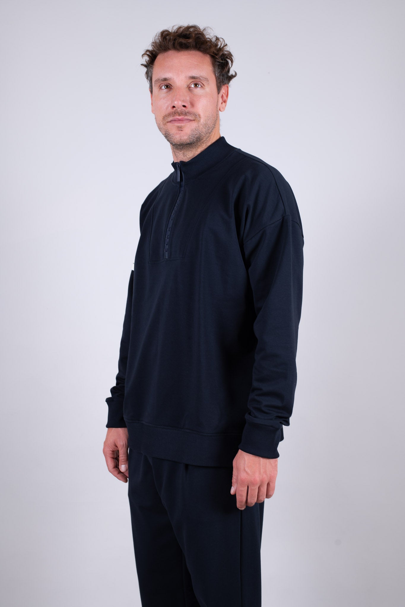 Pánska Mikina zip-up z biobavlny Deep blue - Loose fit