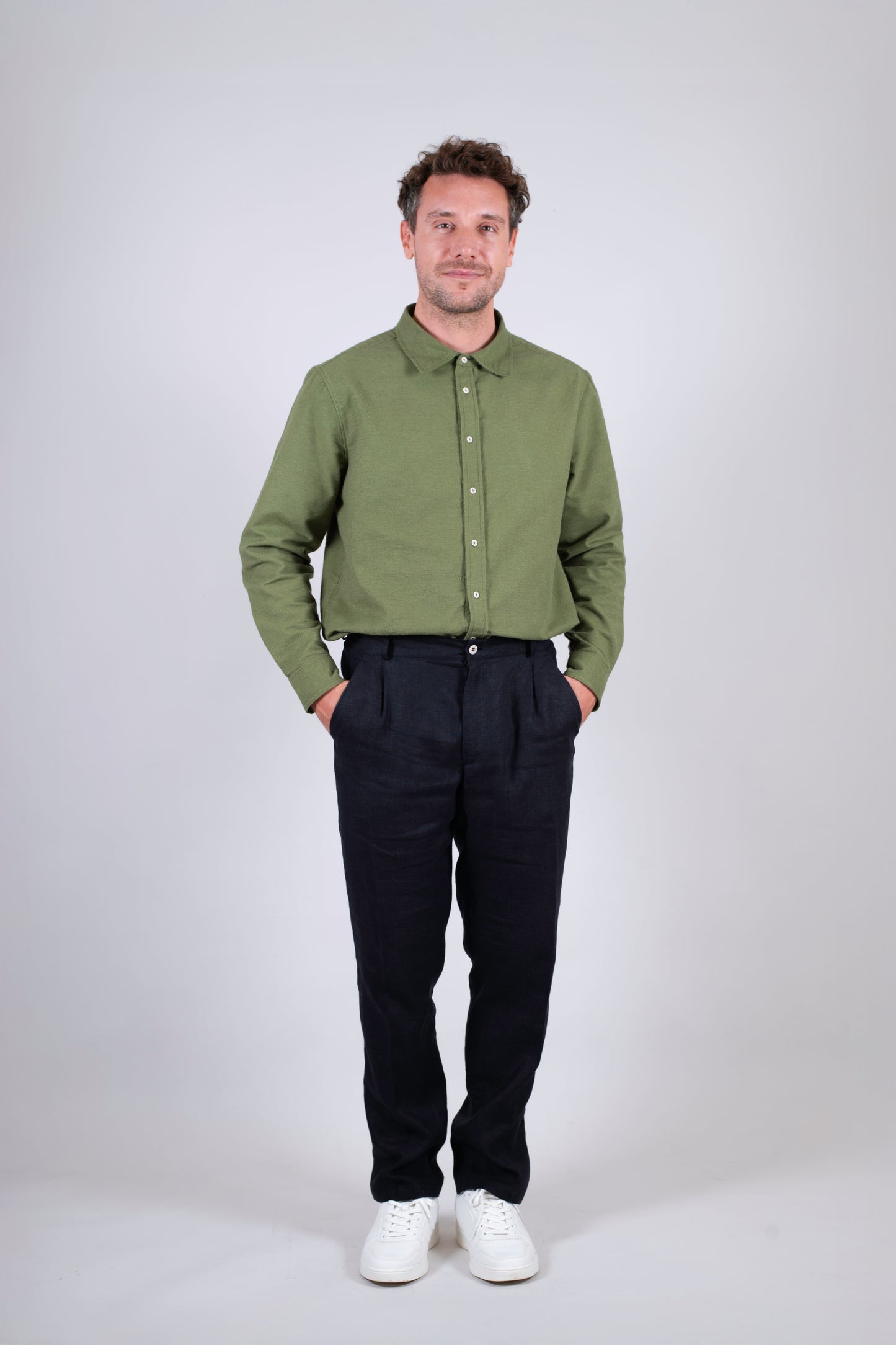 Pánske ľanové nohavice Loose-fit - Black