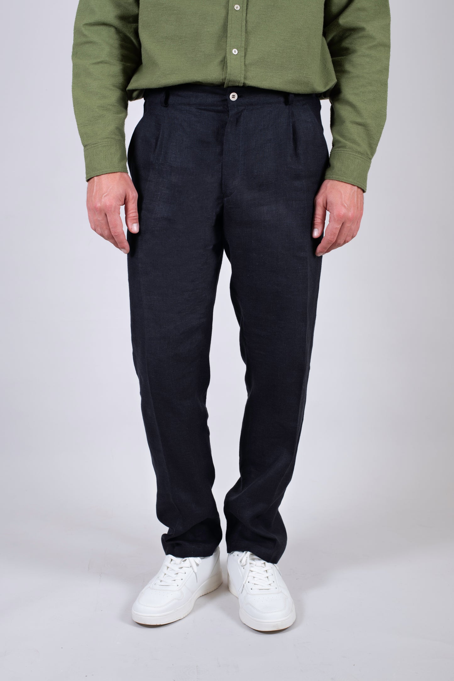 Pánske ľanové nohavice Loose-fit - Black