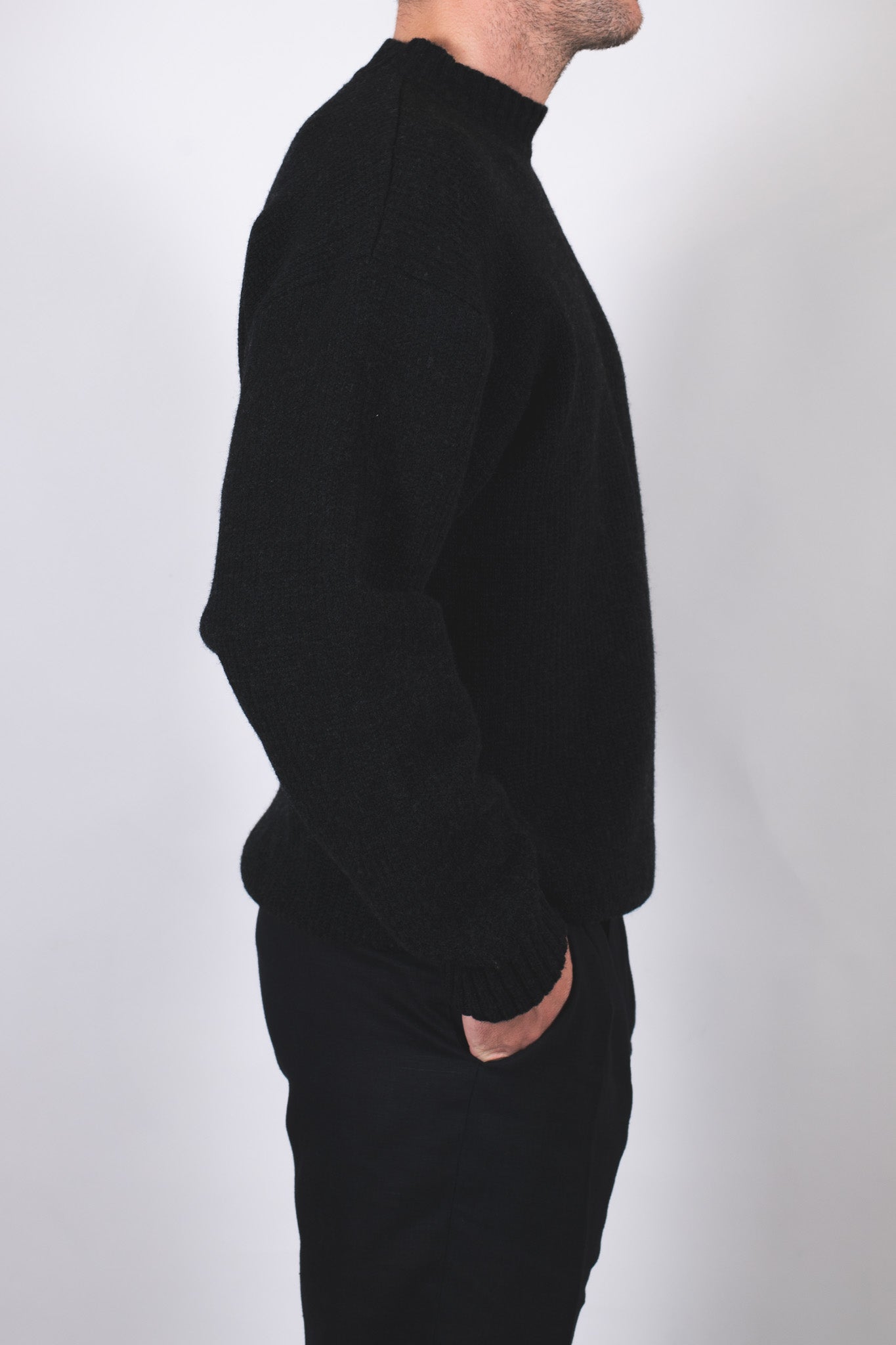 Pánský vlněný svetr knit Loose fit - Dark gray