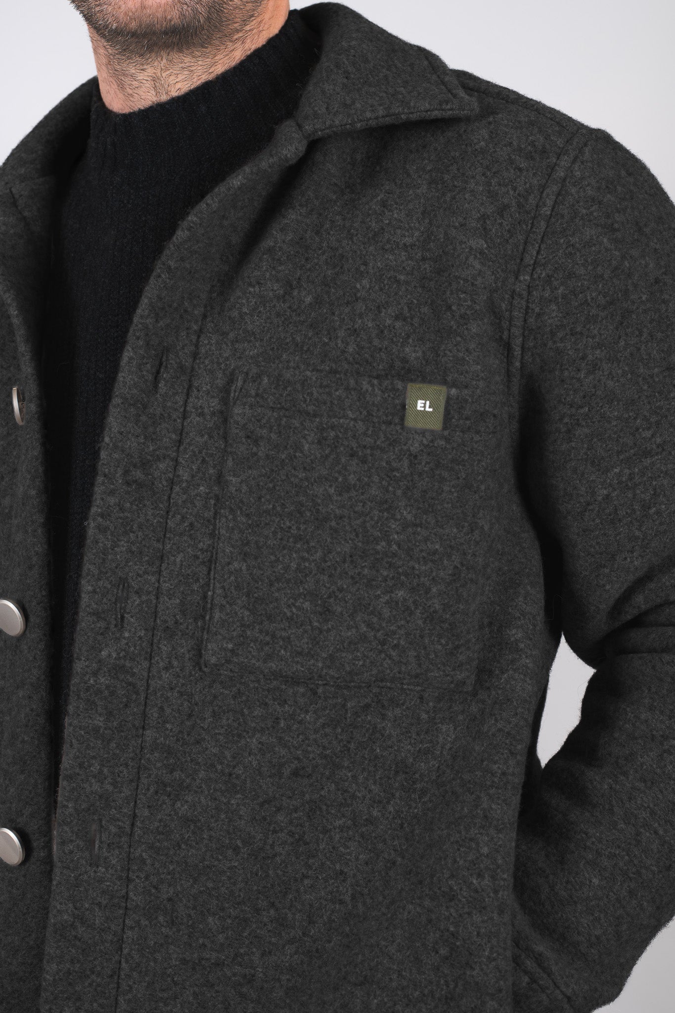 Męski wełniany płaszcz Regular Fit – Dark gray