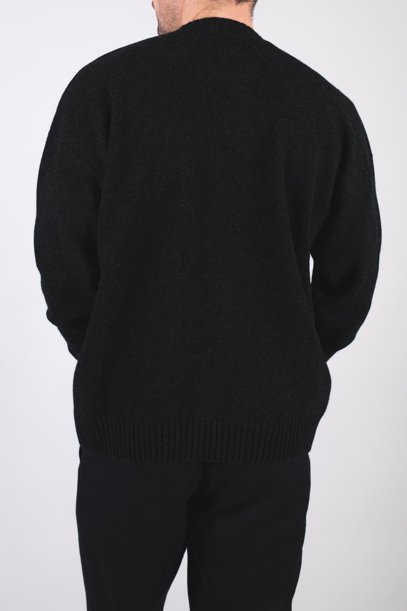 Pánský vlněný svetr crewneck Regular fit - Dark gray