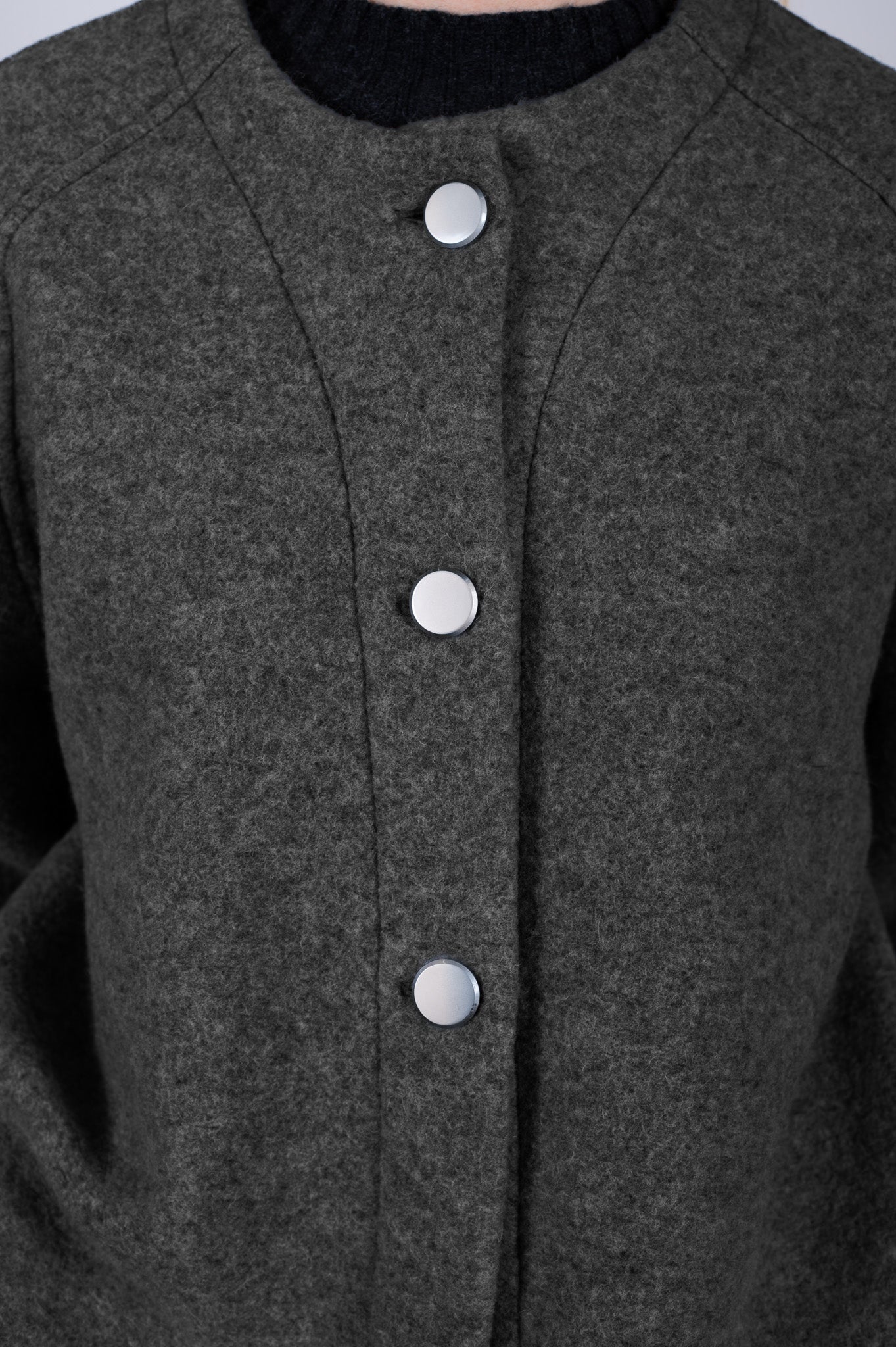 Women’s Wool short Coat Loose fit – Dark Gray